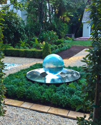 Sphere Fountain as Garden Centerpiece