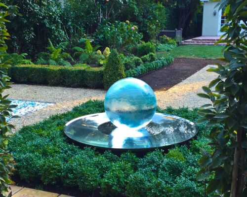 Sphere Fountain as Garden Centerpiece