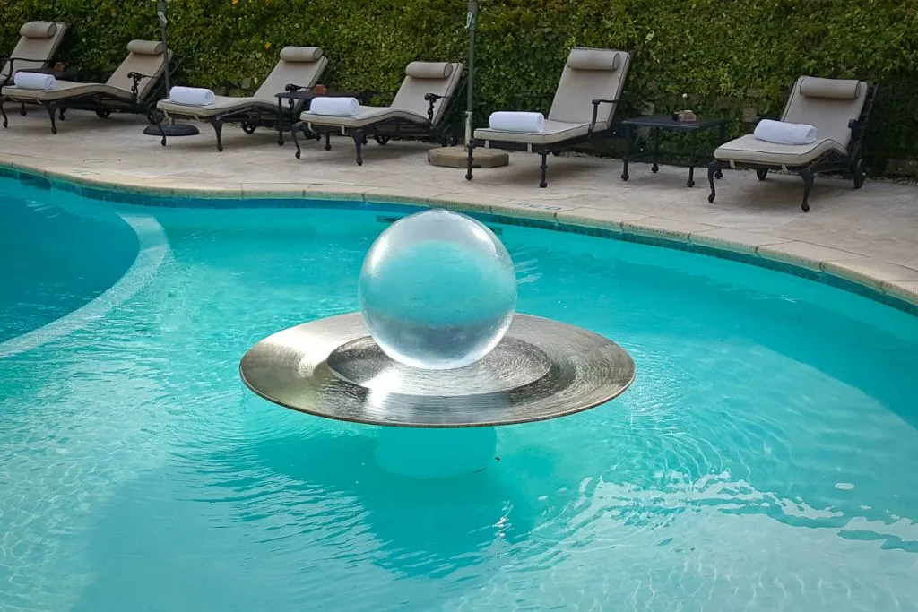 Crystal Ball Fountain set in Pool