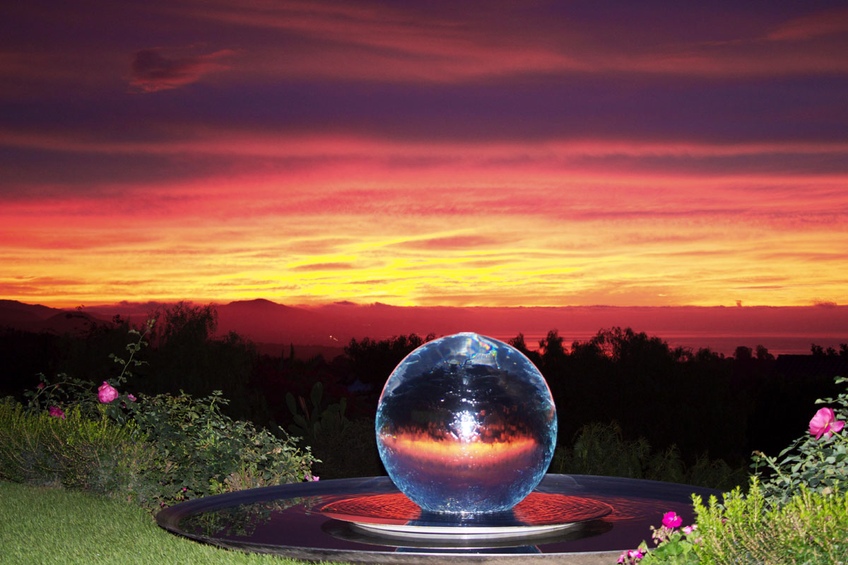 Sphere Fountain at Sunset