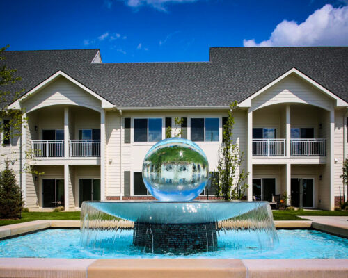 Pioneer Ridge Sphere Fountain Raised on a Pedestal