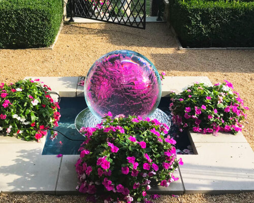 Glass Ball Fountain set in patio