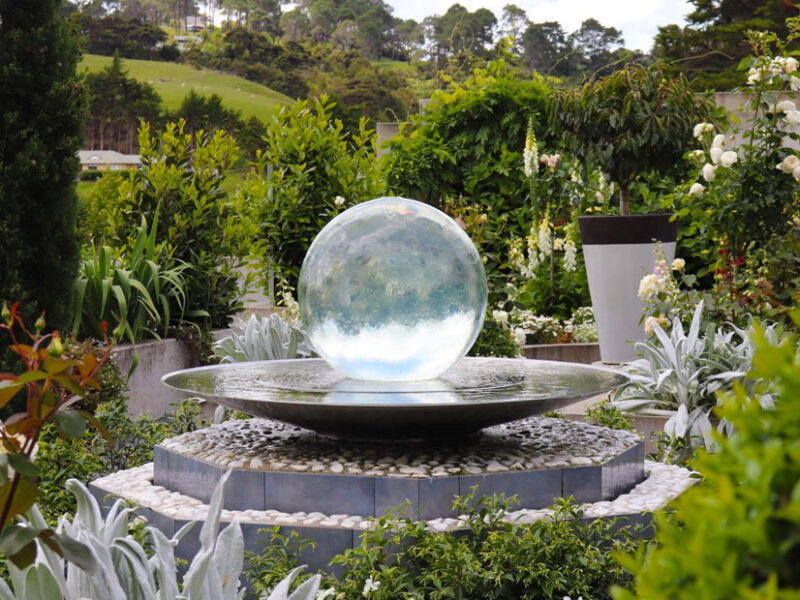 Glass Sphere Fountain on a pedestal