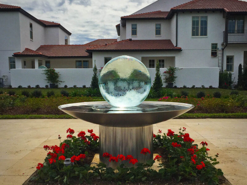 Sphere Fountain with large Stainless Steel Base