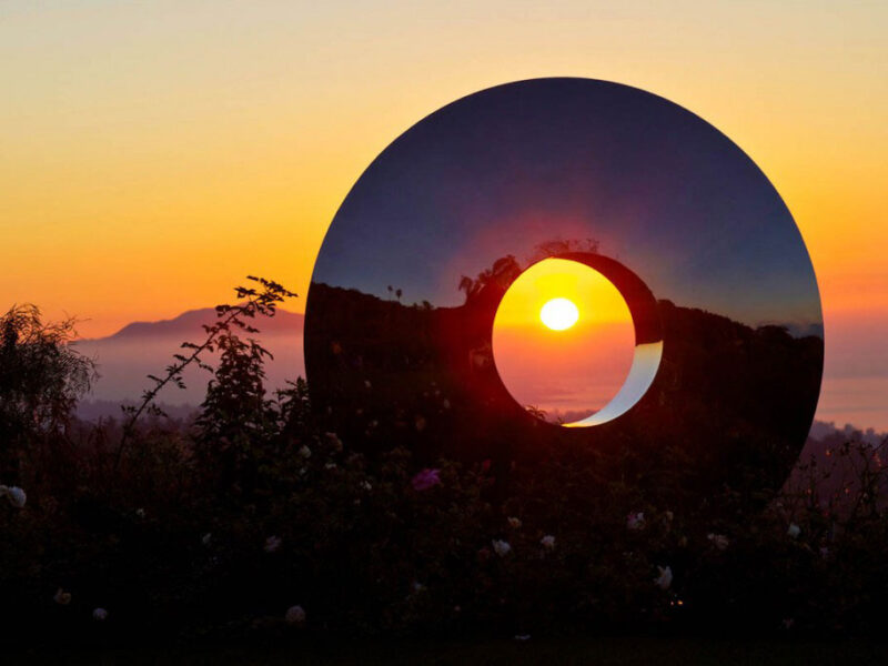 Steel Eye Sculpture at Sunset