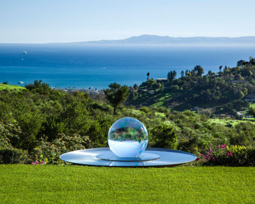 Sphere Fountain with Ocean Backdrop