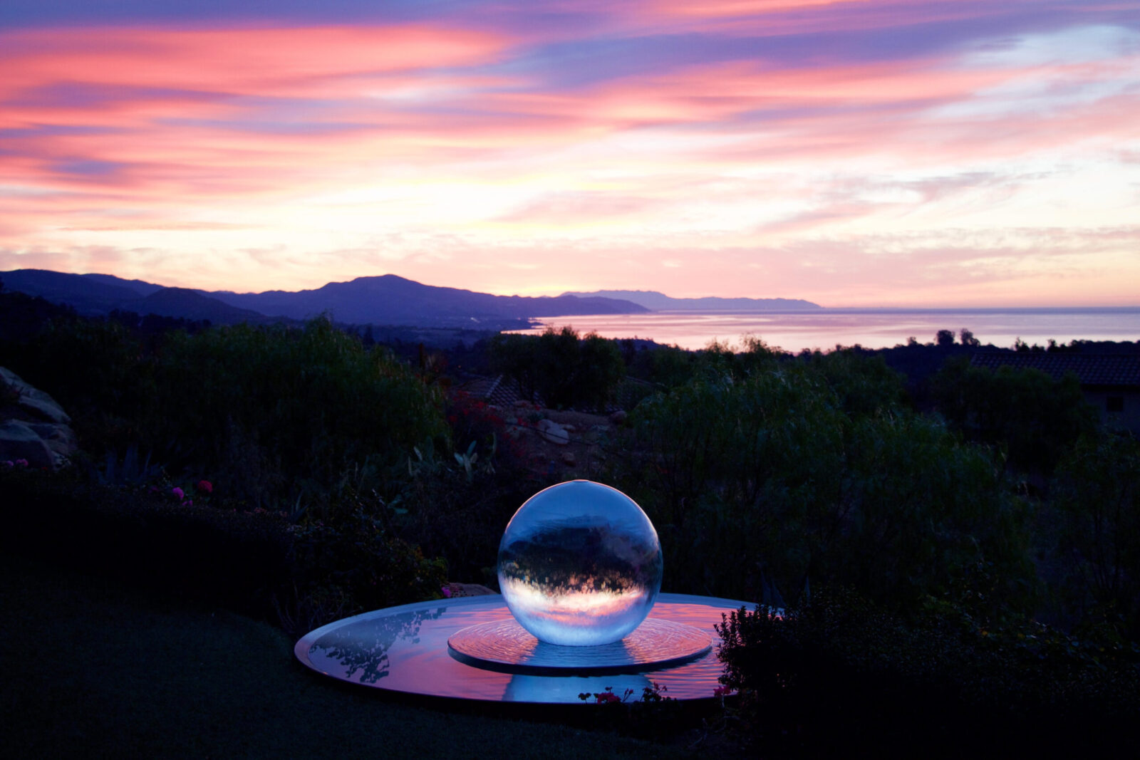 Perfect Sphere Fountain Sunset