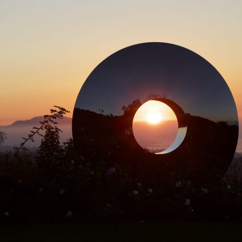 Steel Eye Sculpture at Sunset