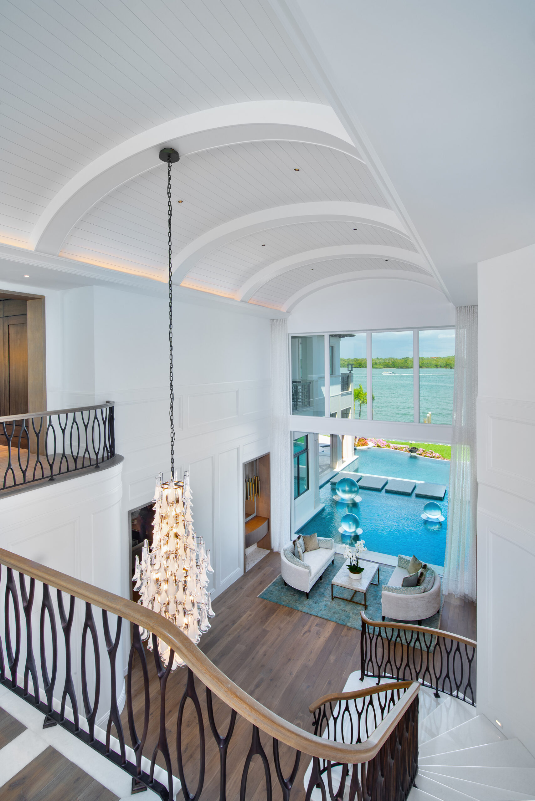Gentry LR.Pool View From Top Staircase