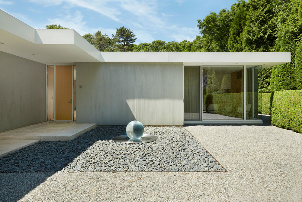Sphere in courtyard.