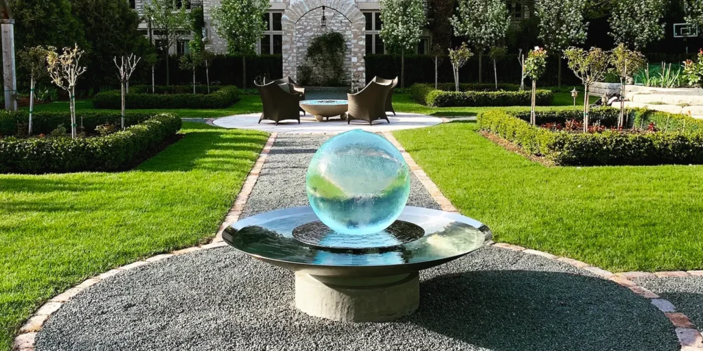 Aqualens Sphere Fountain Courtyard Beauty